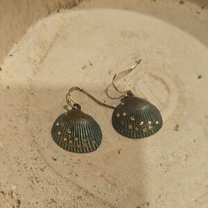 Vintage Sea Shell Earrings with Crystal Accents